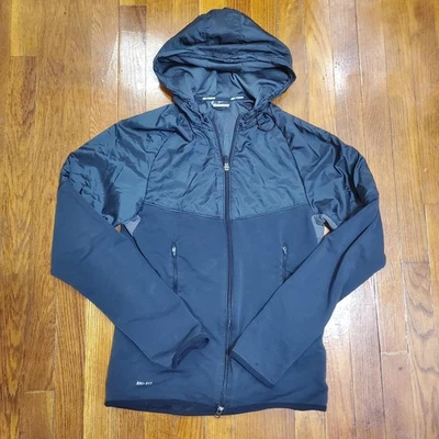 Nike Running Jacket Mens Small Dri-Fit Full Zip Hooded Reflective 453473-011 - Image 1 of 4