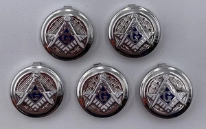 Vintage Freimaurer Freemason Shriner Anzug Knopf Abdeckungen 5er Set Quadrat & Kompasse - Bild 1 von 3