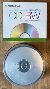 NEW Memorex CD-RW 5 pack w/Cases +OPEN 30 pack (26 unused): 12X - 700MB - 80min - Picture 1 of 8