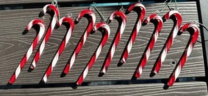 Zuckerstange 6" Weihnachten 10 Ornamente rot & weiß gedreht Hartplastik - Bild 1 von 4