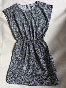 Gap Womens Dress Sz XS Black White Floral Kimono Sleeve Shirttail Dress Pockets - Picture 1 of 8