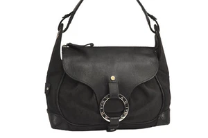 Autentica borsa a tracolla BVLGARI Logomania borsa a mano tela pelle nera 5076M - Foto 1 di 10