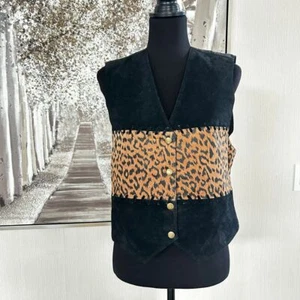 Vintage Milano 90's Cheetah Print Leather Vest - Size M - Picture 1 of 7