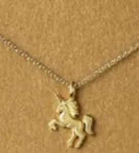 Colgante de unicornio Gold Tone con 20 - 22 "Long Link Chain Collar Horse gld P16 - Imagen 1 de 1