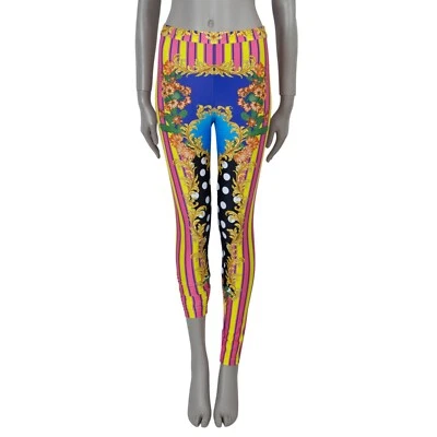 71310 Auténtico VERSACE Multicolor Nylon 2023 MEDUSA PALM SPRING Leggings Pantalones S Foto 1 de 4