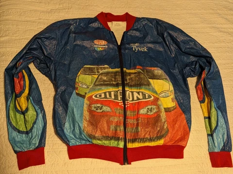 90's Tyvek NASCAR Racing Dupont Jeff Gordon Jacket Full Zip AOP Size XL USA Cover