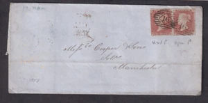 GB QV 1d red imperf 2/3 margin pair PK PL London to Manchester 1853 entire - Picture 1 of 3