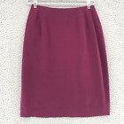 Vintage Skirt Women 4 Burgundy Red Silk Lined Knee Length Pencil Straight Office