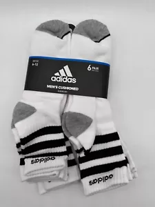 NEW 6 PAIRS MENS ADIDAS 3 TRIPES FULL CUSHIONED FOOTBED QUATER CUT SOCKS 6-12 - Picture 1 of 4