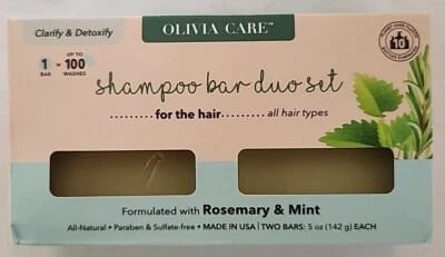 Olivia Care Shampoo  Bar Duo Set  ROSEMARY & MINT  For Hair  Clarify & Detoxify  - Image 1 of 2