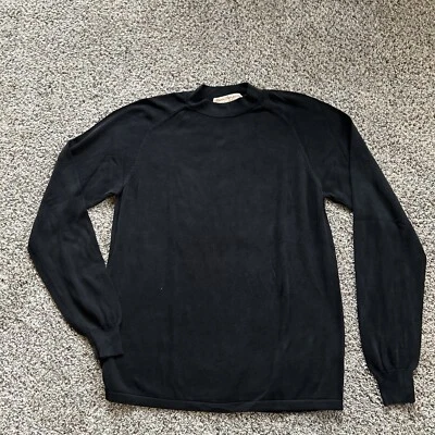 Suéter Vintage Norm Thompson Talla L 100% Seda Negro Delgado Crew Pullover W24 Foto 1 de 3