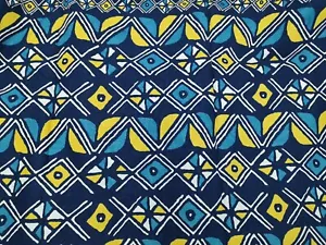 Bogolan de Woodin Blue Yellow Pattern Ghana African Fabric 6 Yards - New - Picture 1 of 6