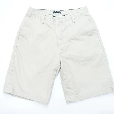 Nautica Shorts Men's 30W Beige Denim Logo Zip Fly Slash Pockets Chino Cotton - Image 1 of 4