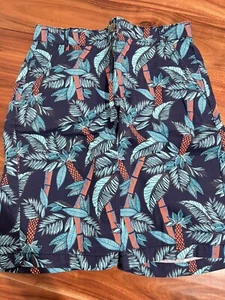 OLD NAVY BOYS SHORTS PALM TREES BLUE SIZE 14 REGULAR STANDARD EEUC - Picture 1 of 3