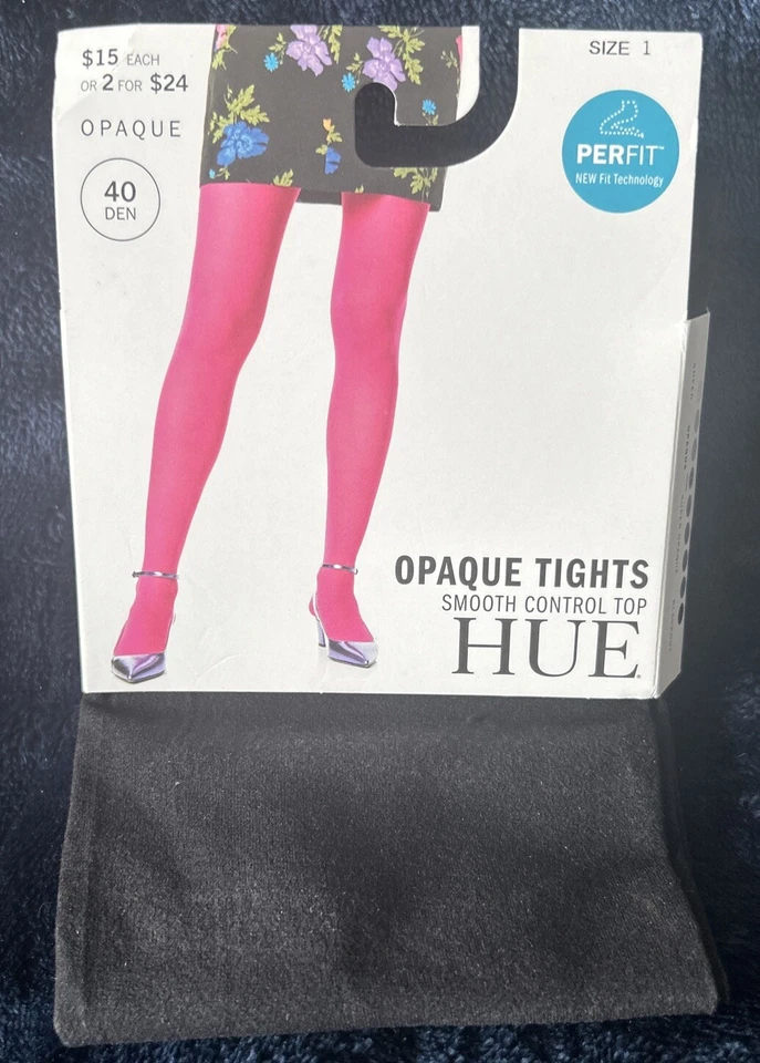 HUE 4690 Opaque Control Top Tights 1 Black