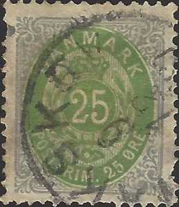 Dänemark Scott #32 gebraucht ss 25c 1875-1879 Briefmarke CV 40,00 - Bild 1 von 1