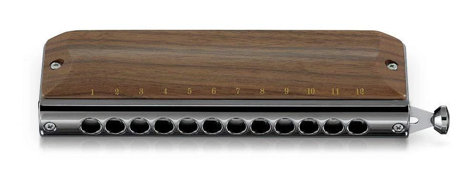 F/S NEW SUZUKI Chromatic Harmonica Gray Gore Series Wooden Cover Model G-48W - Image 1 of 4