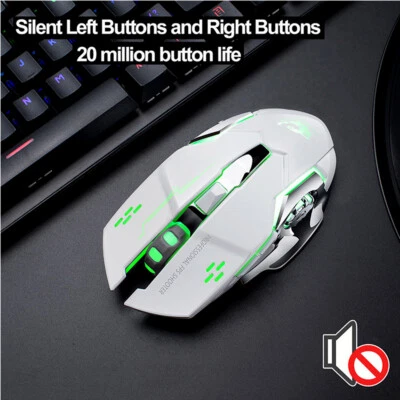 Rechargeable X8 Wireless Game Mouse Silent Led Backlit Usb 1800Dpi Optical AUU - Image 1 of 4