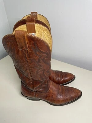 Nocona VTG 8.5D Brown Lizard Calf Leather J Toe Western Cowboy Made in USA - Image 1 of 4