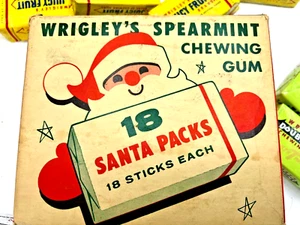 Vintage 50's Juicy Fruit Box Large SANTA  GUM Packs w/box Lid  mixed open - Picture 1 of 10