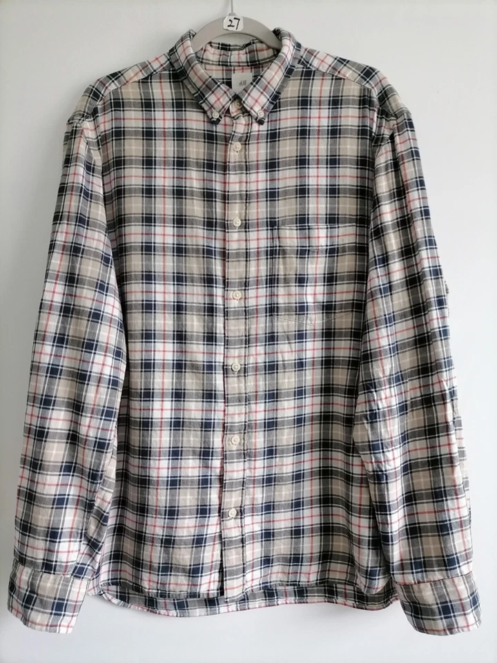 Camisa H.M Hombre Azul Multi Cuadros Abotonada Talla L Calce Regular Foto 1 de 4