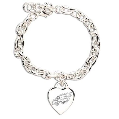 PHILADELPHIA EAGLES HEART CHARM BRACELET NEW & OFFICIALLY LICENSED Cover
