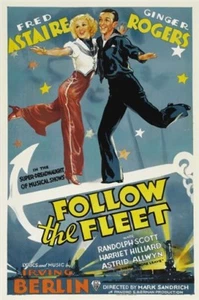 Follow the Fleet Fred Astaire Ginger Rogers poster film cult stampa - Foto 1 di 1