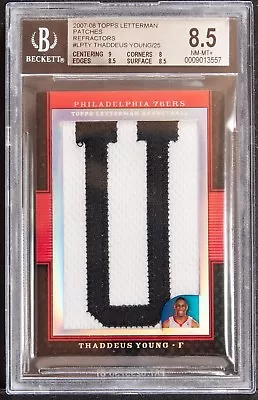 2007-08 Topps Letterman patches refractors Thaddeus Young bgs 8.5  3/5 rookie - Image 1 of 2