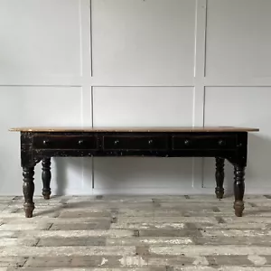 More details for antique large 19th century pine kitchen prep table