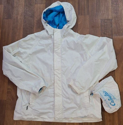 Chaqueta cortavientos de viaje Cabela's blanca de nailon cremallera completa con capucha para mujer L Foto 1 de 4