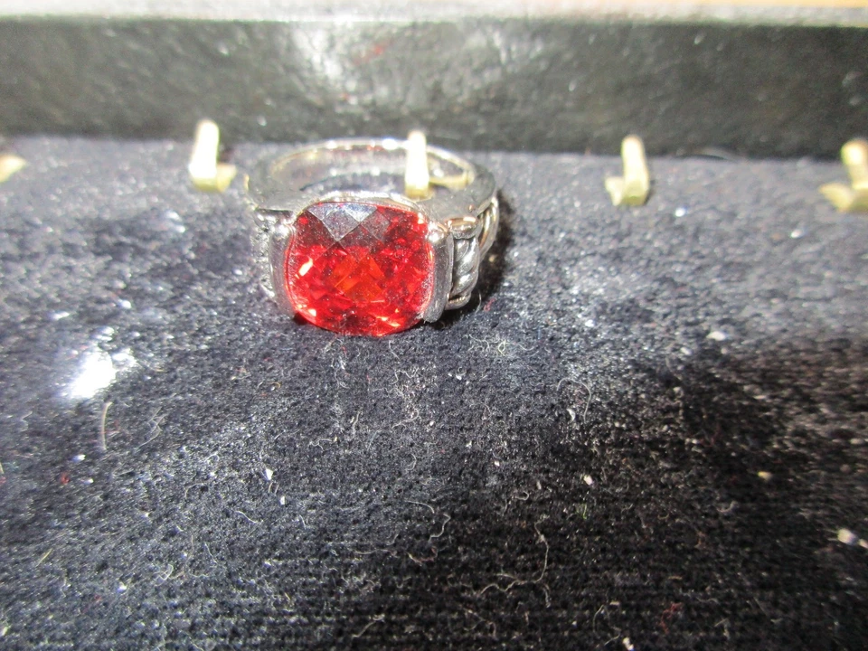 Park Lane  RED  Sparkling CZ's - Rare  Statement Cocktail Ring  Size 9 SIlver - Image 1 of 2