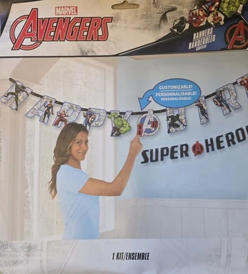 Marvel Avengers Birthday Party Banner 10 ft Long Customizable Age - Image 1 of 2