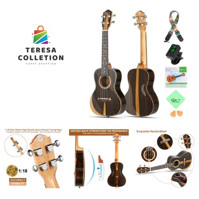 Concert Ukulele Ziricote 23 Inch Professional Hawaiian Ukuleles for Beginners... - Image 1 of 4