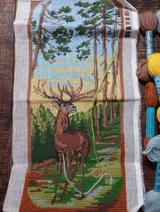 Dinamarca Ooe Kit de ciervos de lona de costura lana iniciada - Imagen 1 de 10