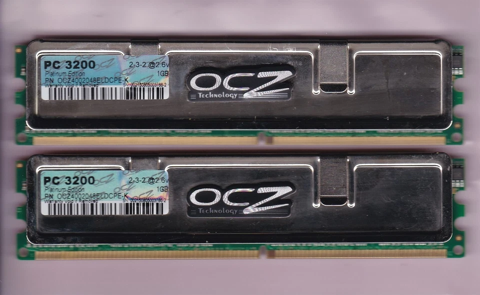 2GB 2x1GB PC-3200 OCZ OCZ4002048ELDCPE-K PLATINUM EDITION DDR-400 RAM MEMORY KIT - Image 1 of 2