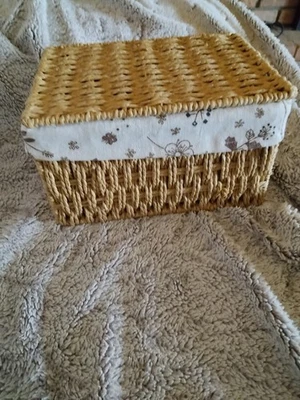 Cesta de almacenamiento con tapa y forro floral de algodón, baño, cocina cualquier habitación,... Foto 1 de 4