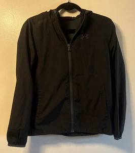 Under Armour Black Gray Sackpack Jacket Windbreaker Boys Youth Large - Picture 1 of 4