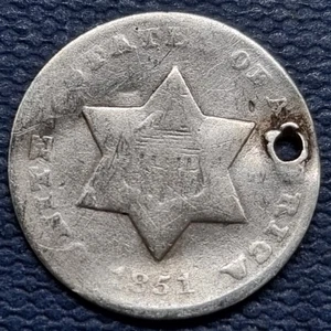 1851 O Three Cent Piece 3c Silver Trime Better Grade Details New Orleans #93492 - Picture 1 of 2