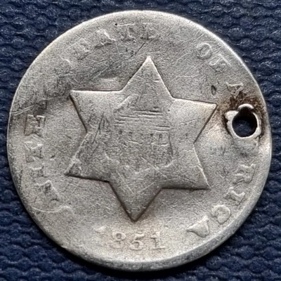 1851 O Three Cent Piece 3c Silver Trime Better Grade Details New Orleans #93492 - Image 1 of 2