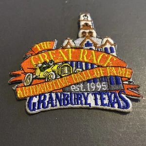 Parche de hierro de colección 1995 The Great Race Salón de la Fama Automotriz Grandbury Texas - Imagen 1 de 2