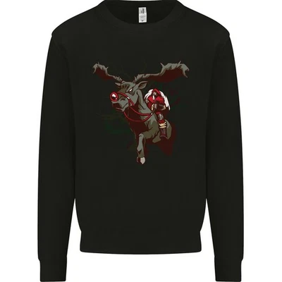 Dunkel Santa Riding Rudolph Weihnachten Herren Sweatshirt Pullover - Bild 1 von 2