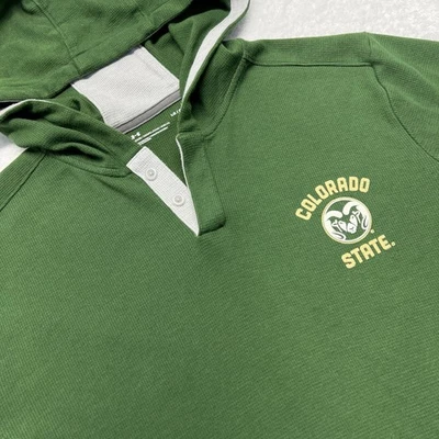 Colorado State Rams Under Armour 2 Button Hooded Long Sleeve Pullover Men L Grn - Image 1 of 4
