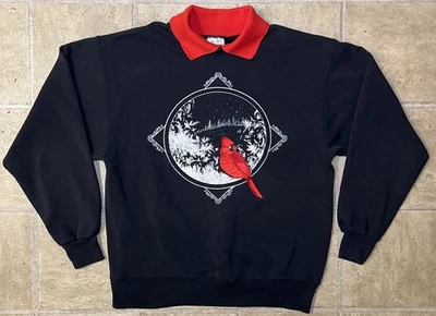Sudadera vintage roja con cuello de pájaro cardenal para mujer L Hanes ropa deportiva años 90 Y2k Foto 1 de 4
