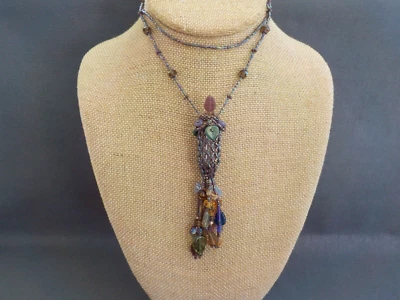 Collar vacío botella perfume con cuentas hoja de flor de plástico de vidrio hecho a mano (1) Foto 1 de 4