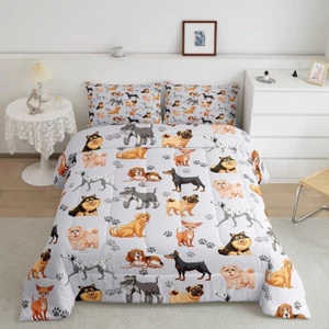Cute Dog Comforter Set Cartoon Dogs Bedding Set for Boys Girls Children Pet D... - Picture 1 of 11