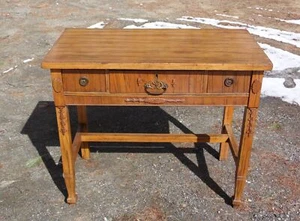 Mesa consola tocador escritorio de madera frutal estilo Luis XVI francés antiguo - Imagen 1 de 12