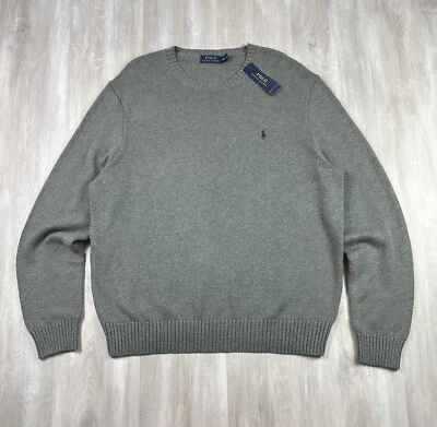 Polo Ralph Lauren Hombre XXL Gris Algodón Tejido Crew Suéter Clásico Con Etiquetas Foto 1 de 4