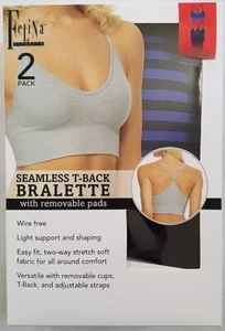 Felina Seamless WireFree Bra Bralette with Removable Pads, 2 Pack, Size Small - Picture 1 of 7