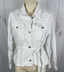 Giacca jeans denim Hudson bianca con colletto e bottoni e cintura - Taglia Medium - Foto 1 di 5