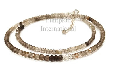 Smoky Quartz Faceted Shaded Beads Necklace Handmade Necklace Gift For Her - Image 1 of 4